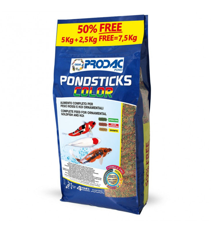 Alimento in sticks Prodac Pondsticks Color 7,5 kg per pesci rossi e carpe koi da laghetto Alimento in sticks Prodac Pondsticks Color 7,5 kg per pesci rossi e carpe koi da laghetto